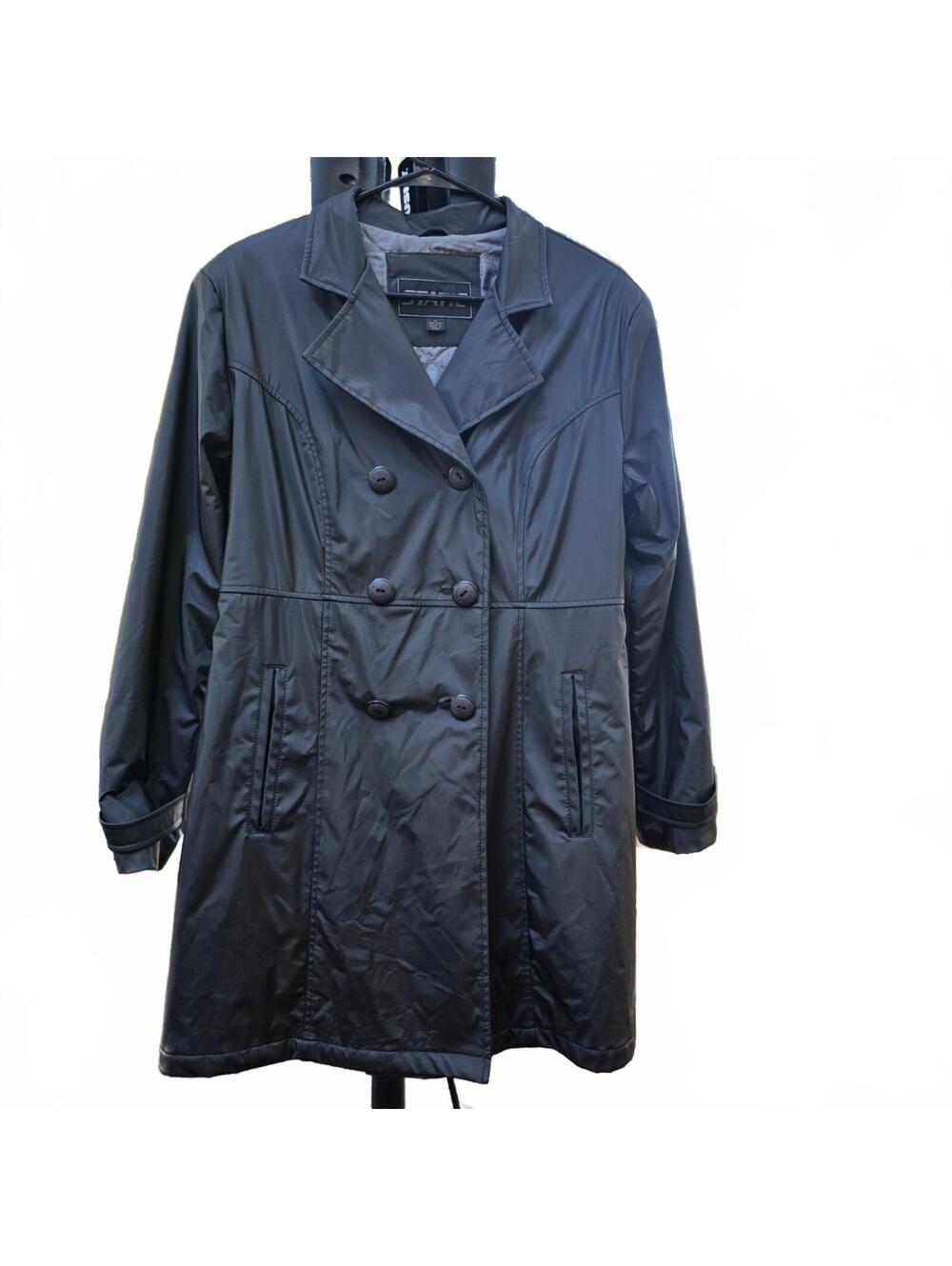 Static Black Double-Breasted Trench Coat Jacket Medium